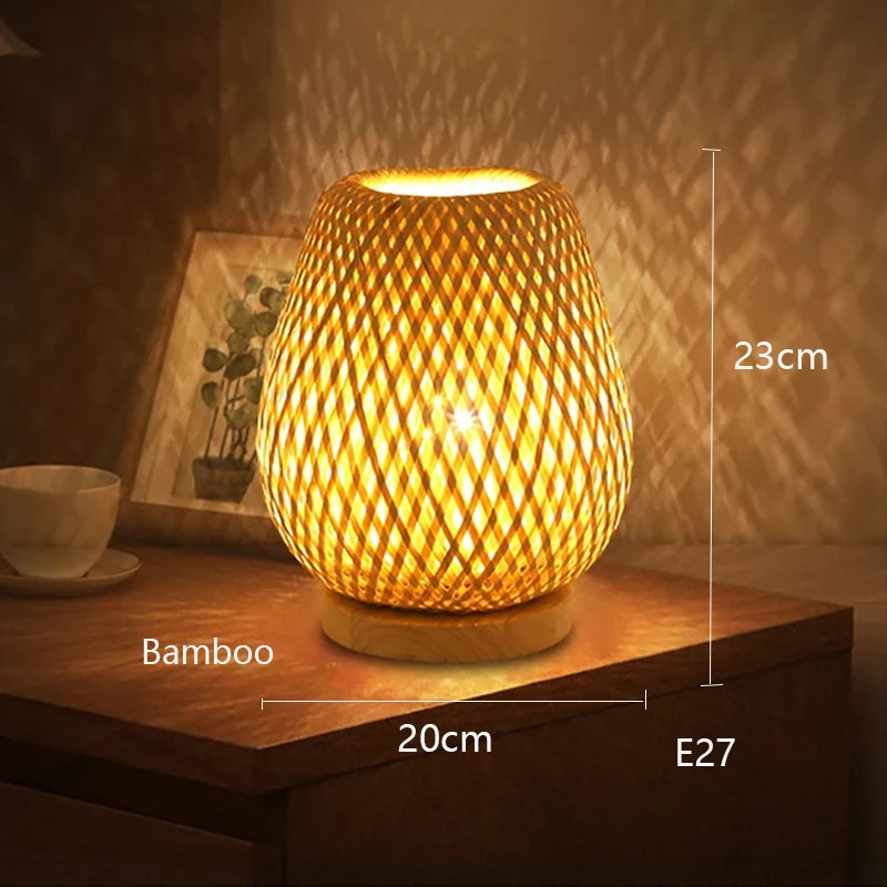 Handcrafted Round Bamboo Accent Lamp
